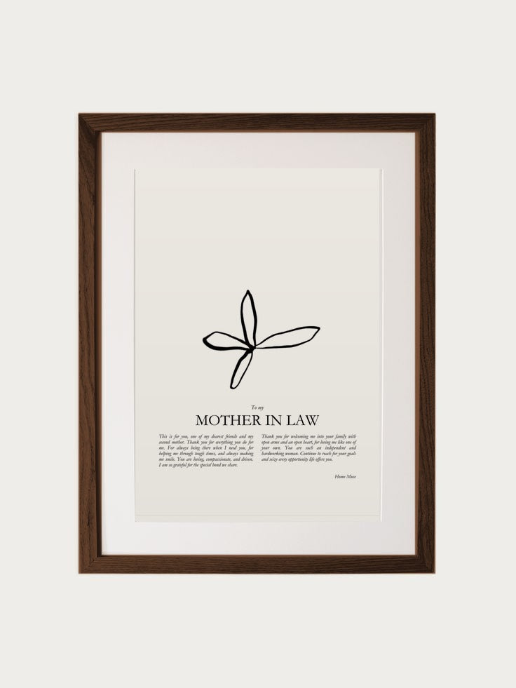 Mother in Law print in walnut frame