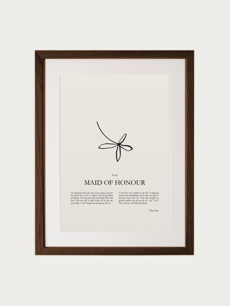 Maid Of Honour print in walnut frame