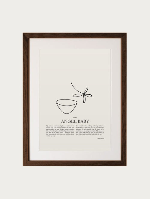 Angel Baby print in walnut frame