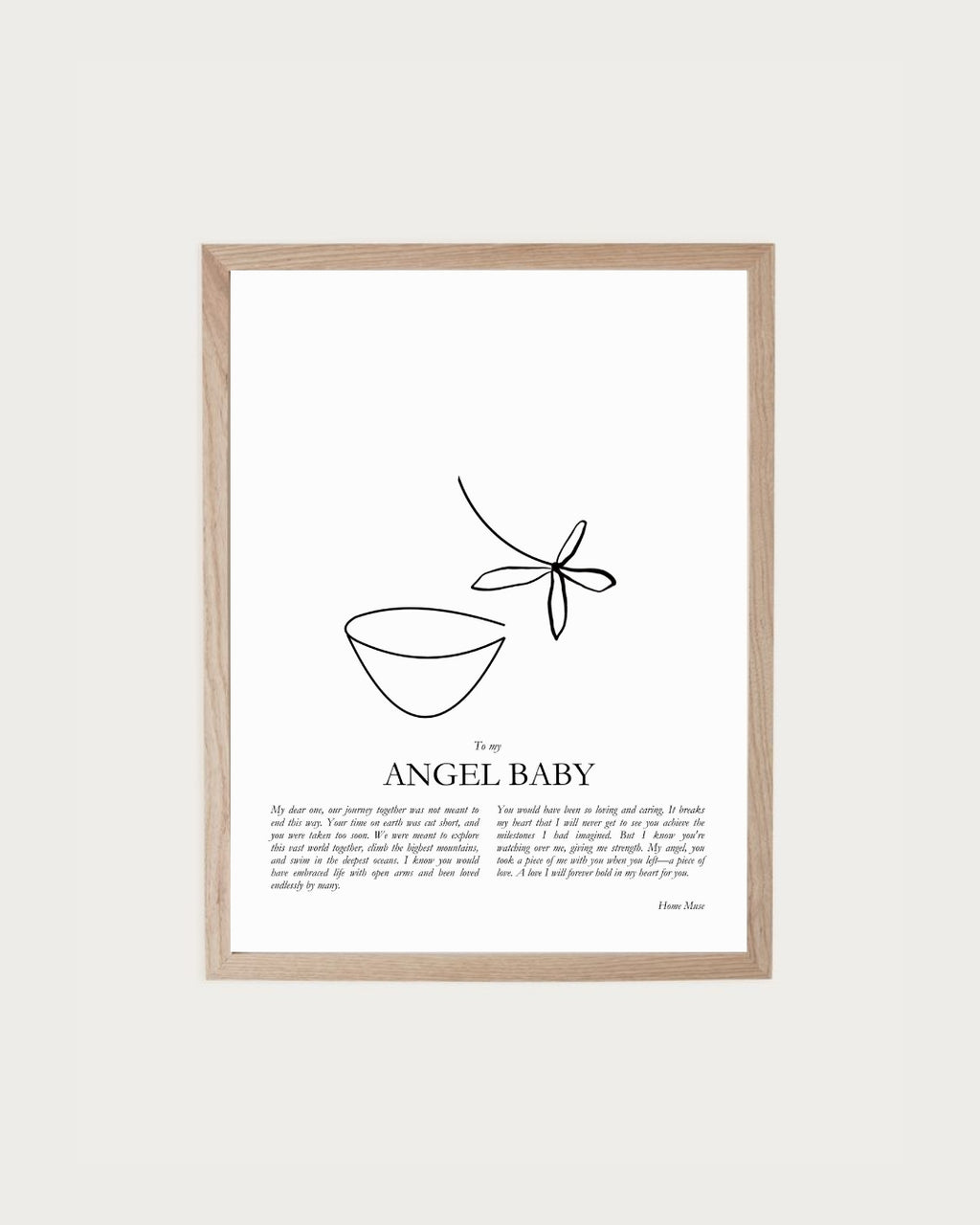 Angel Baby — framed poetry print with line art by A Home Muse