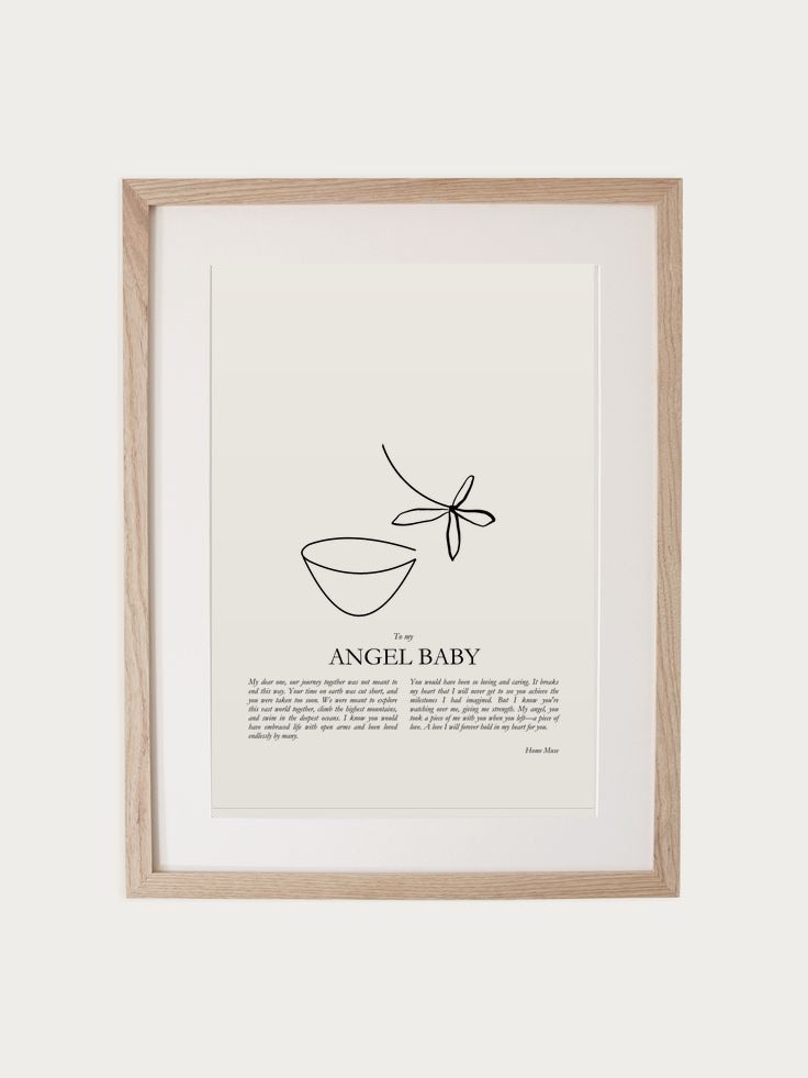 Angel Baby print in oak frame