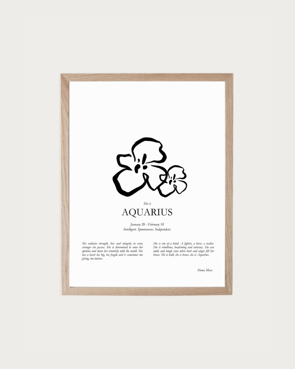 She Is Aquarius — framed poetry print with line art by A Home Muse
