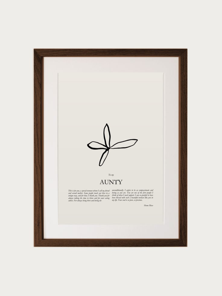 Aunty print in walnut frame