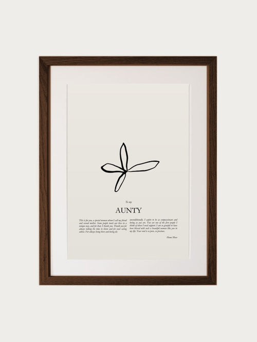 Aunty print in walnut frame