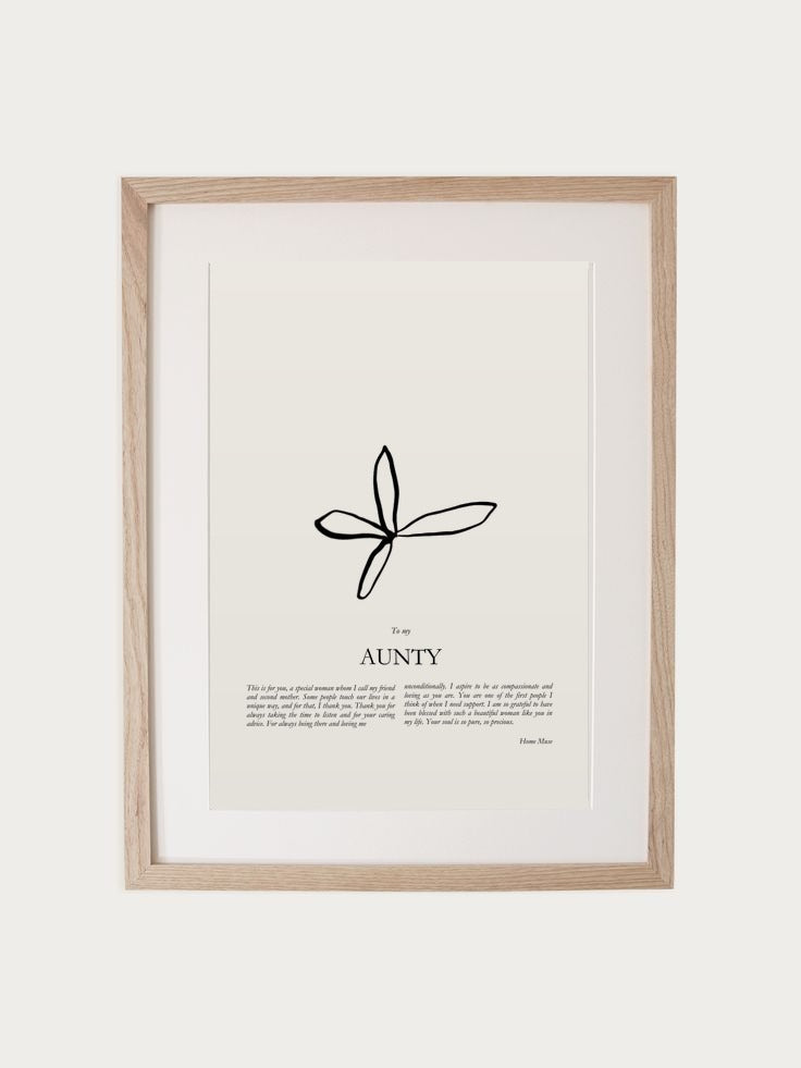 Aunty print in oak frame