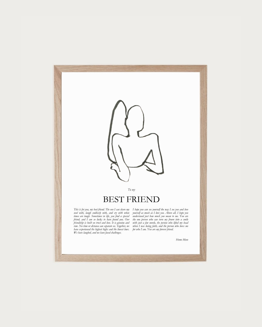 Best Friend — framed poetry print with line art by A Home Muse