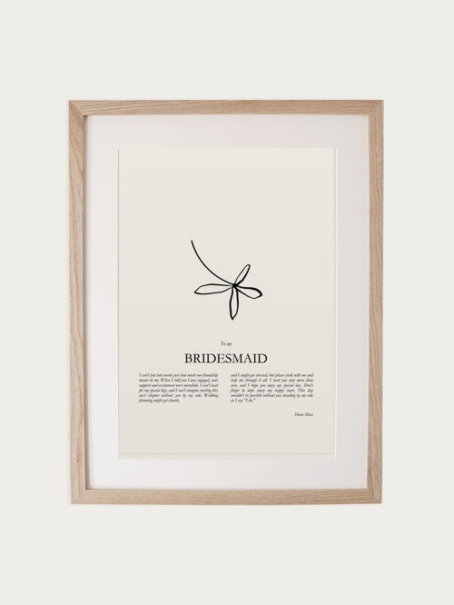 Bridesmaid print in walnut frame