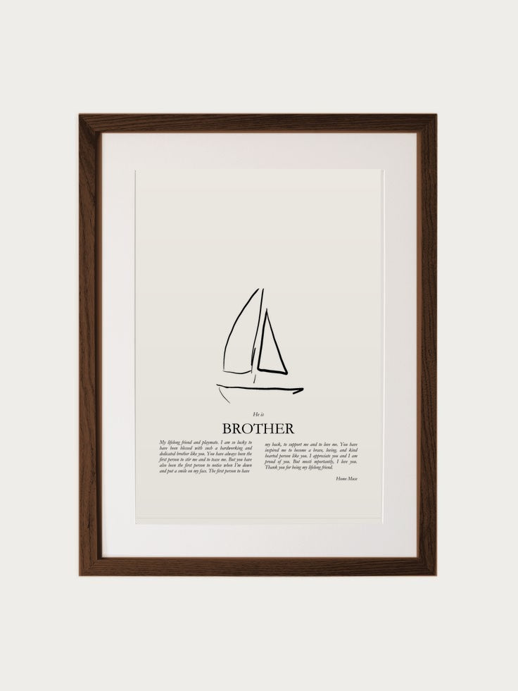 Brother print in walnut frame