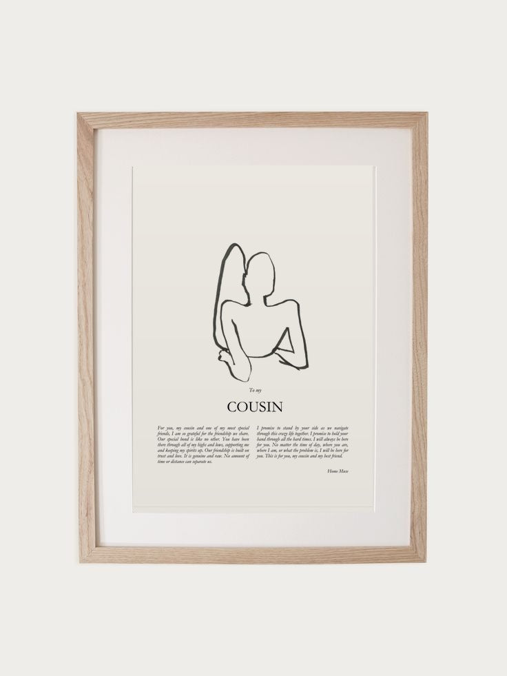 Cousin print in walnut frame