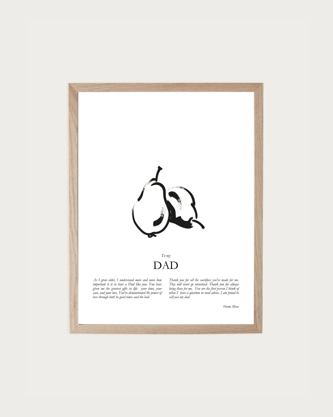 Dad — framed poetry print with line art by A Home Muse