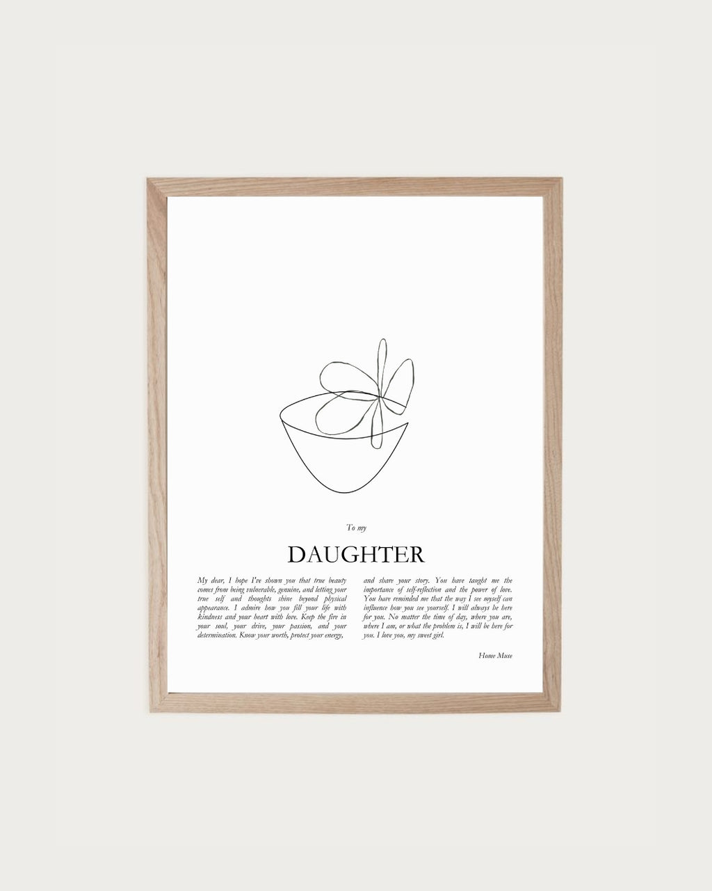 Daughter — framed poetry print with line art by A Home Muse