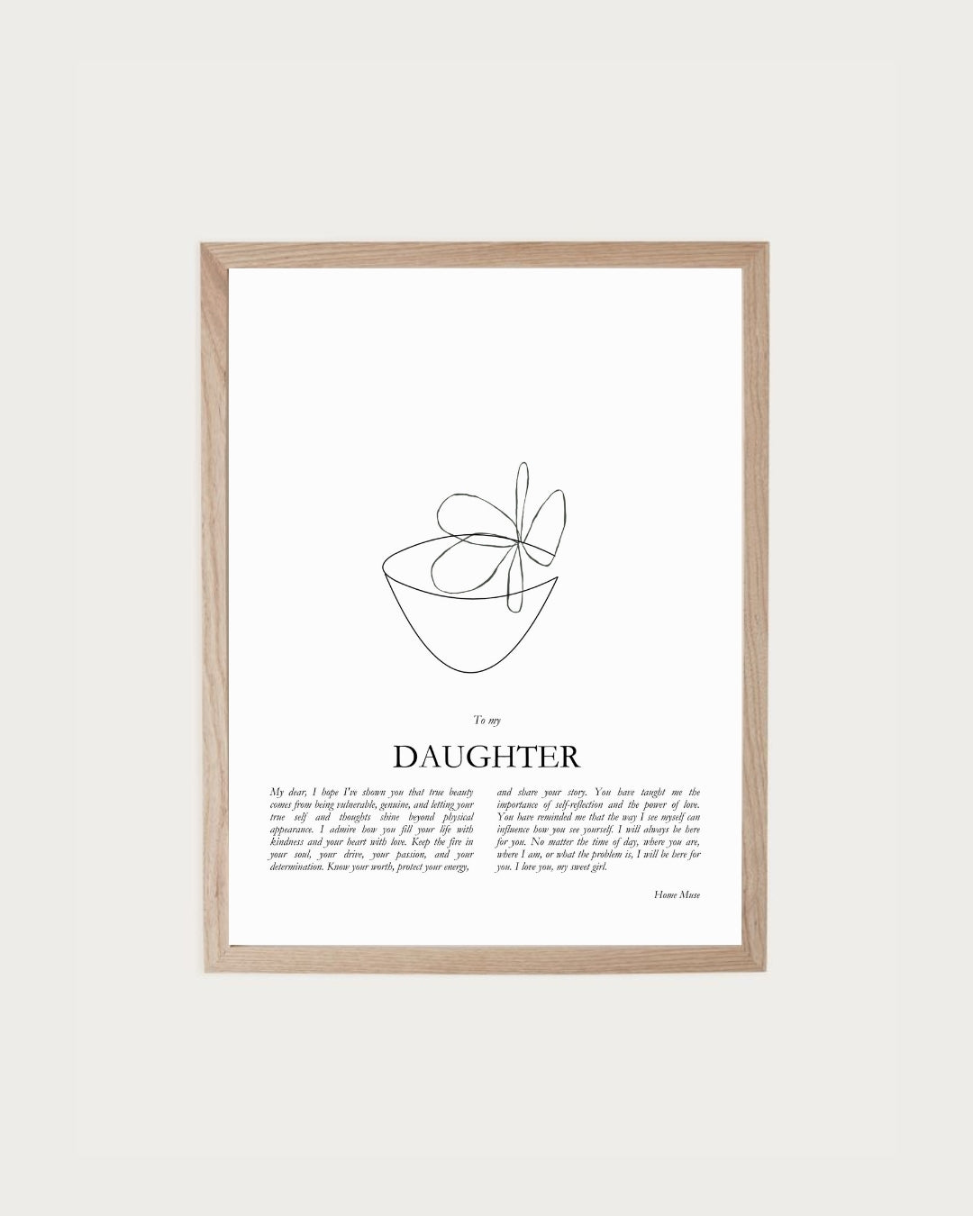 Daughter — framed poetry print with line art by A Home Muse