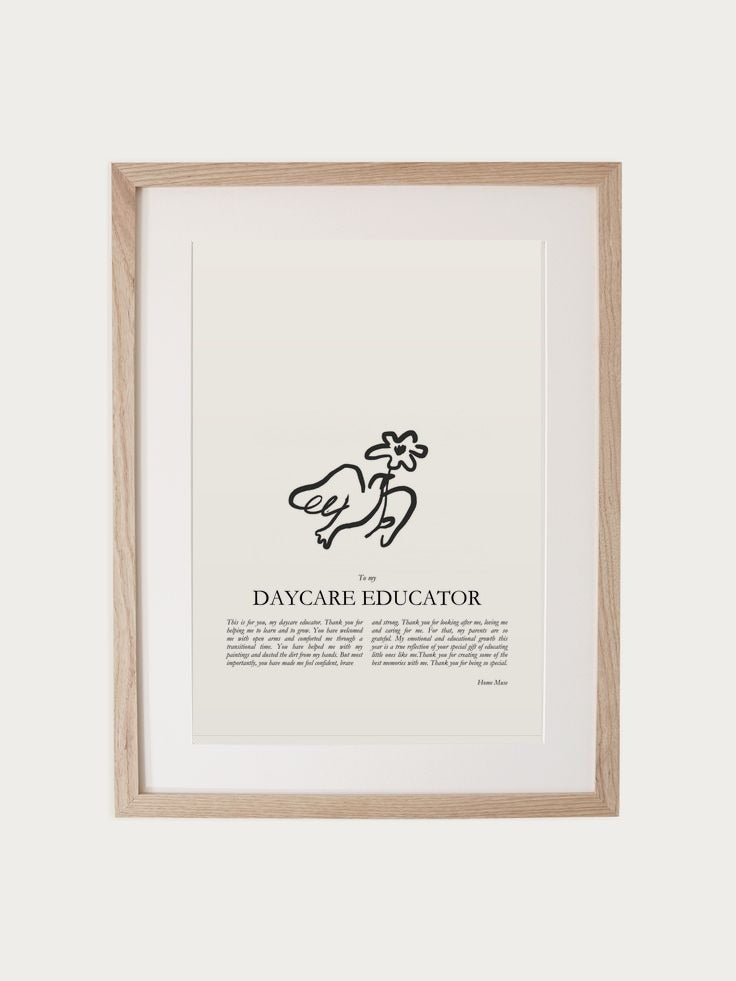 Daycare Educator print in walnut frame