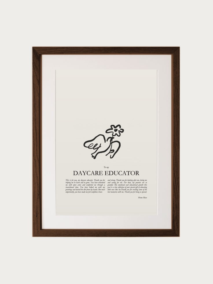 Daycare Educator print in oak frame