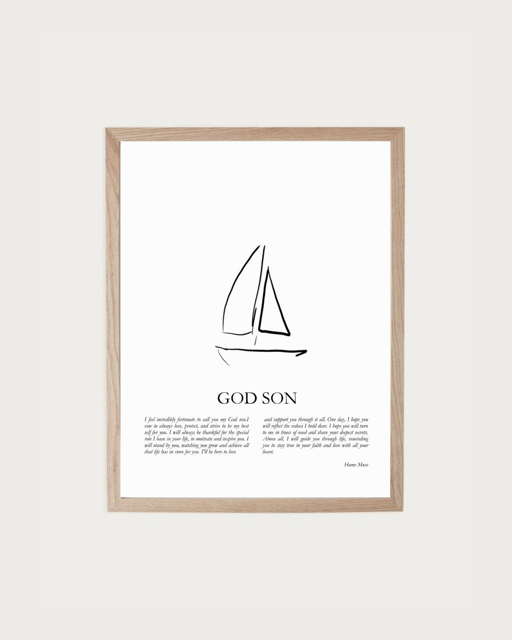 God Son — framed poetry print with line art by A Home Muse