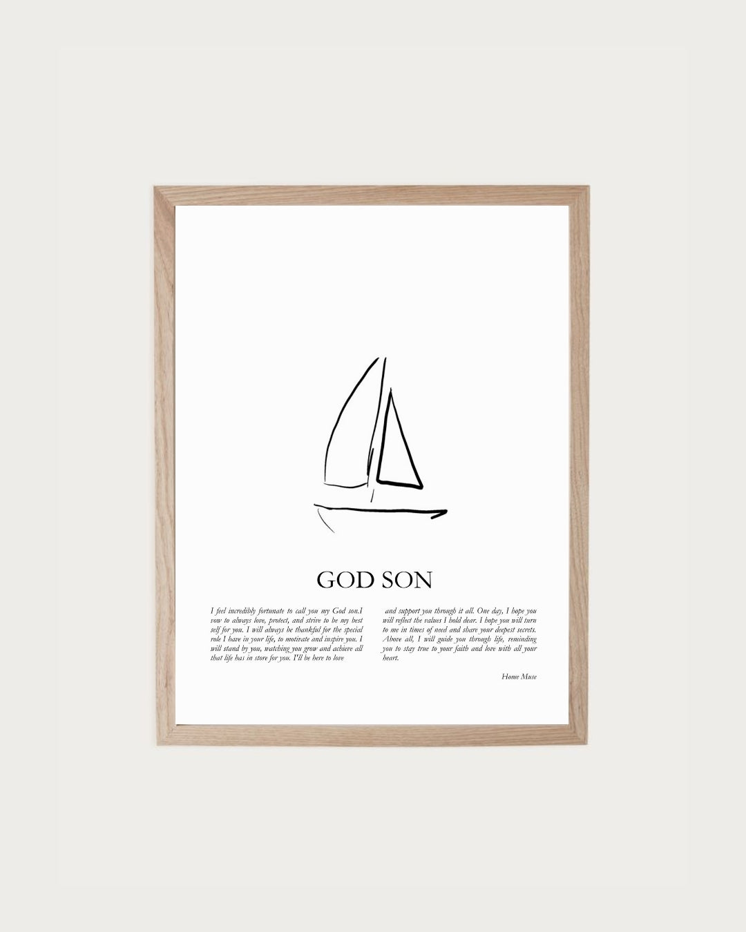 God Son — framed poetry print with line art by A Home Muse