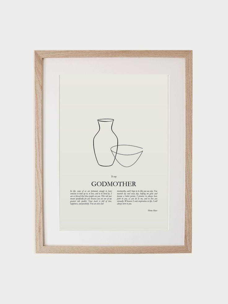 Godmother print in walnut frame