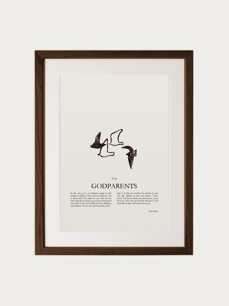 Godparents print in walnut frame