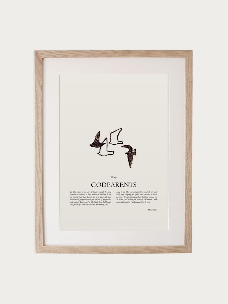 Godparents print in oak frame