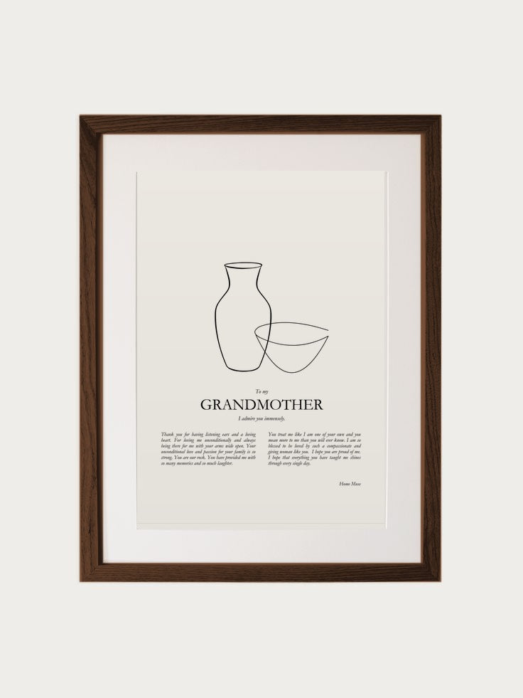 Grandmother print in walnut frame