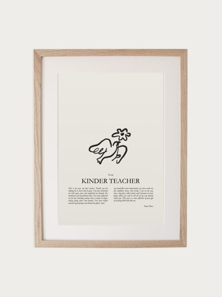 Kinder Teacher print in walnut frame