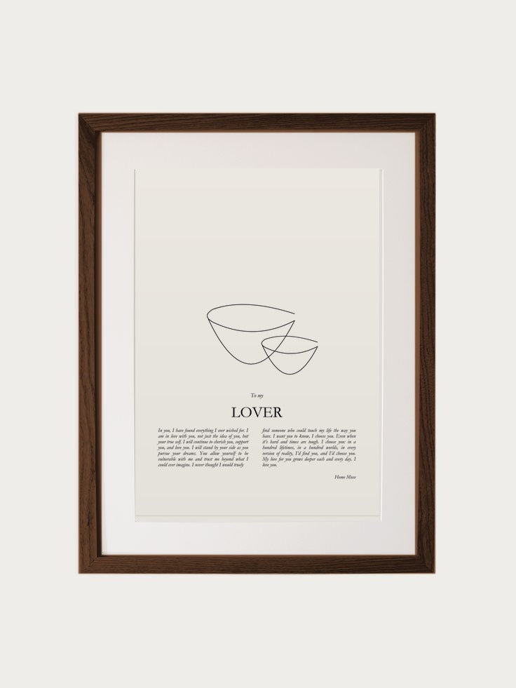Lover print in walnut frame