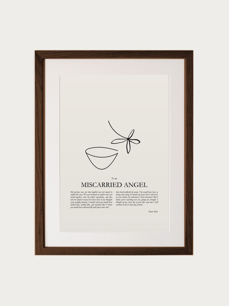 Miscarried Angel print in oak frame