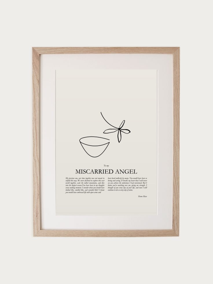Miscarried Angel print in walnut frame