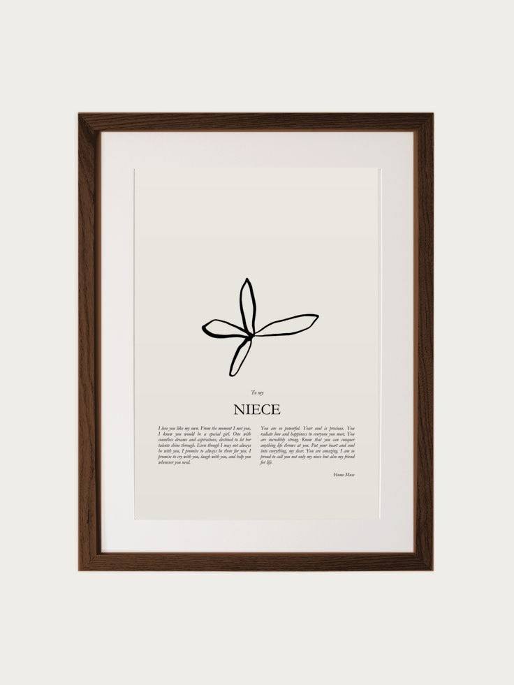 Niece print in walnut frame