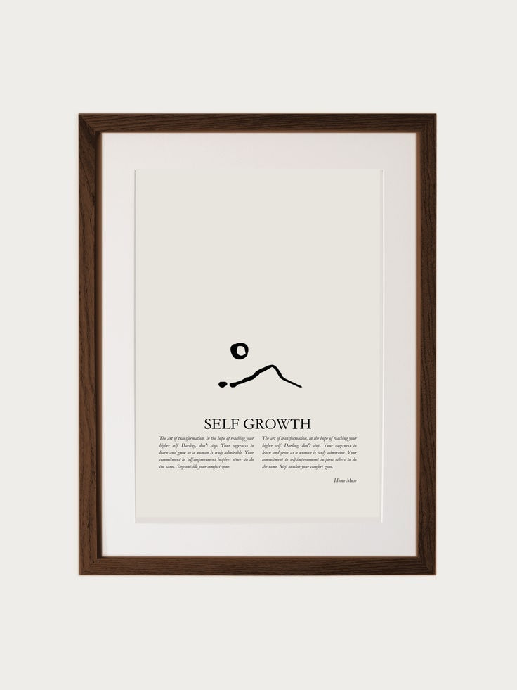 Self Growth print in walnut frame