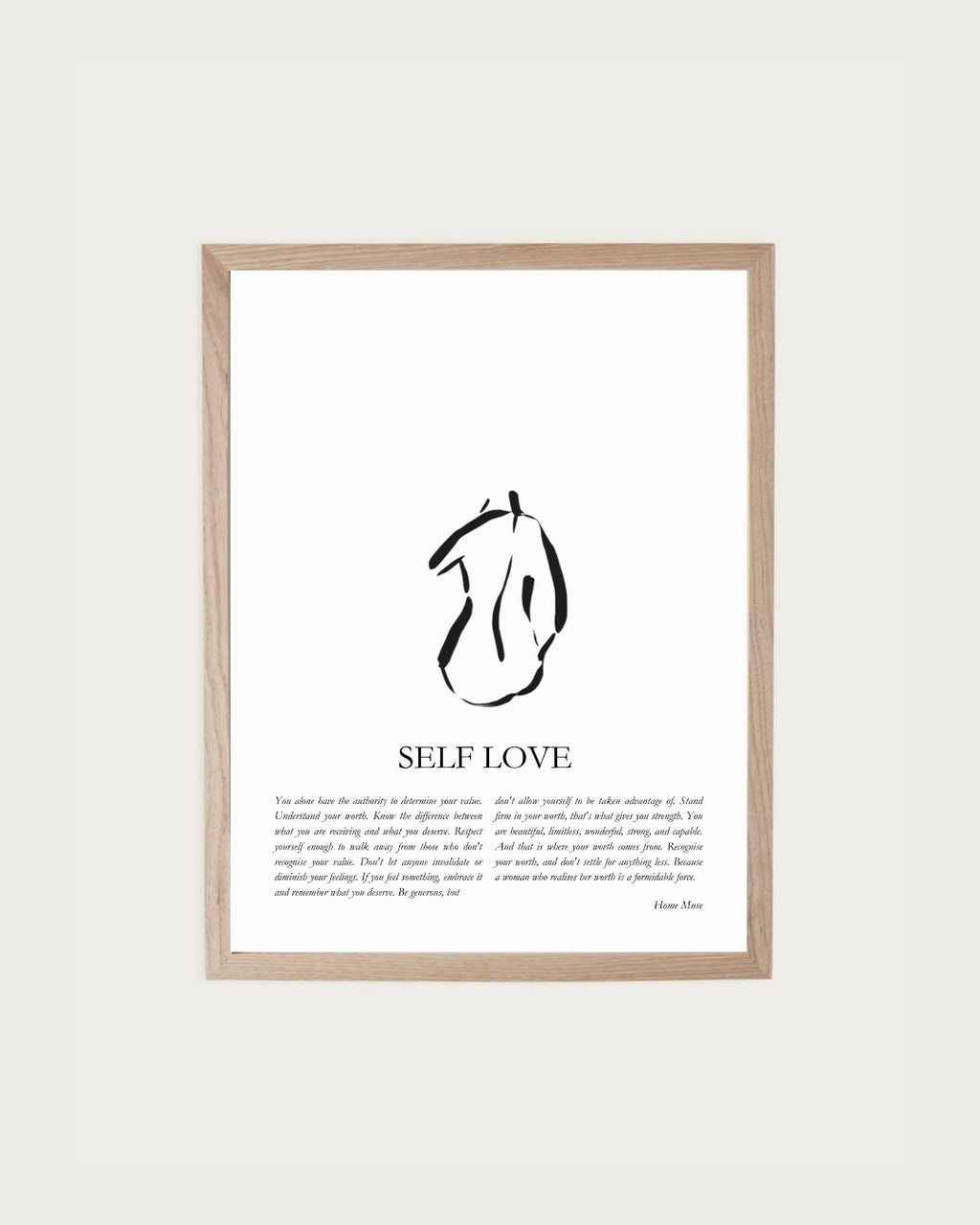 Self Love — framed poetry print with line art by A Home Muse