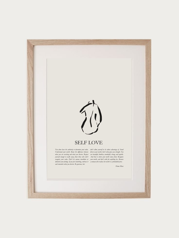 Self Love print in oak frame