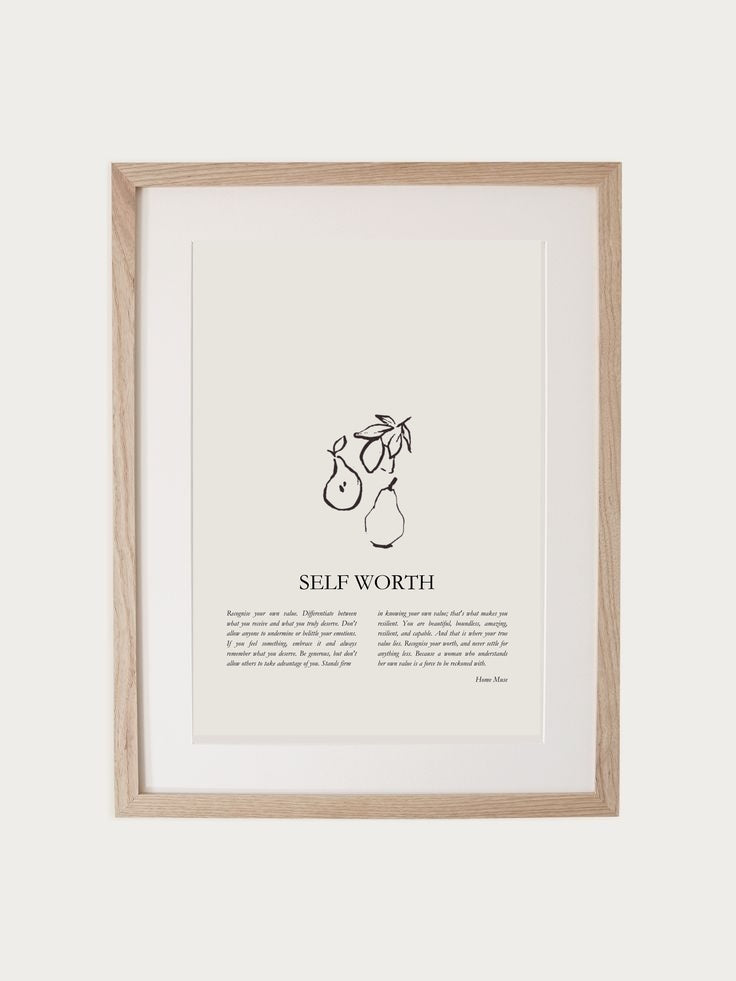 Self Worth print in oak frame