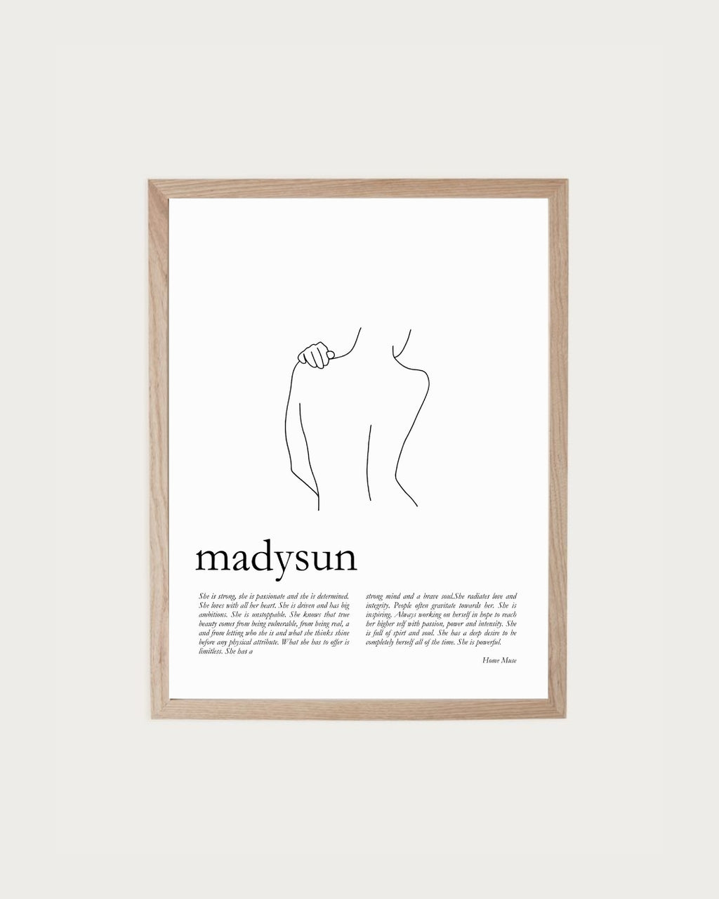 She Is — framed poetry print with line art by A Home Muse