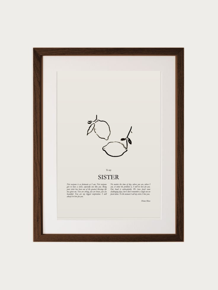 Sister print in walnut frame