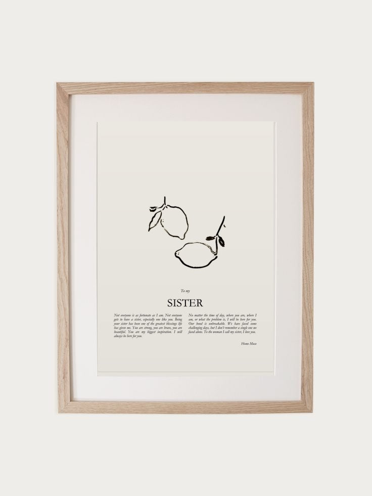Sister print in oak frame