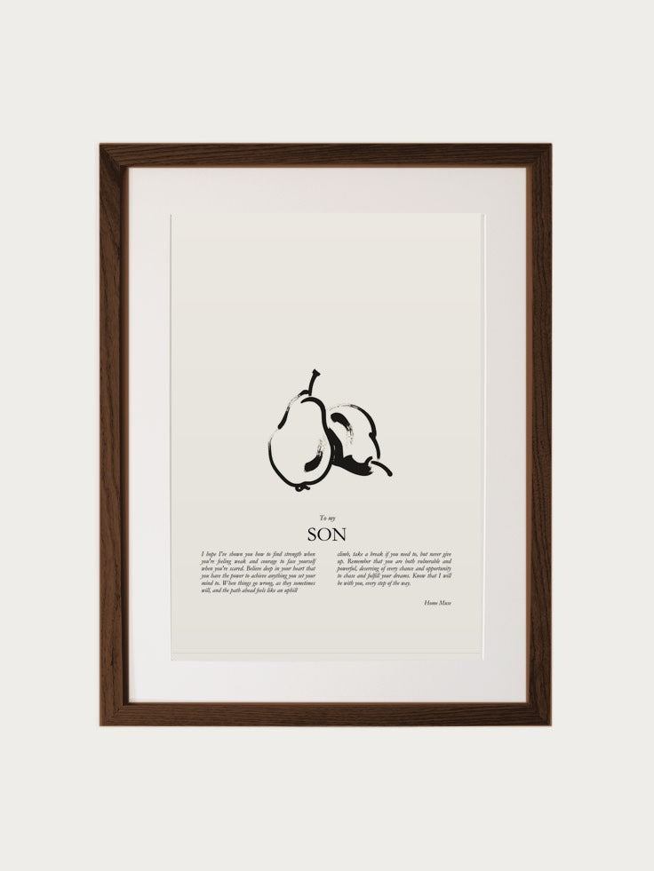 Son print in oak frame