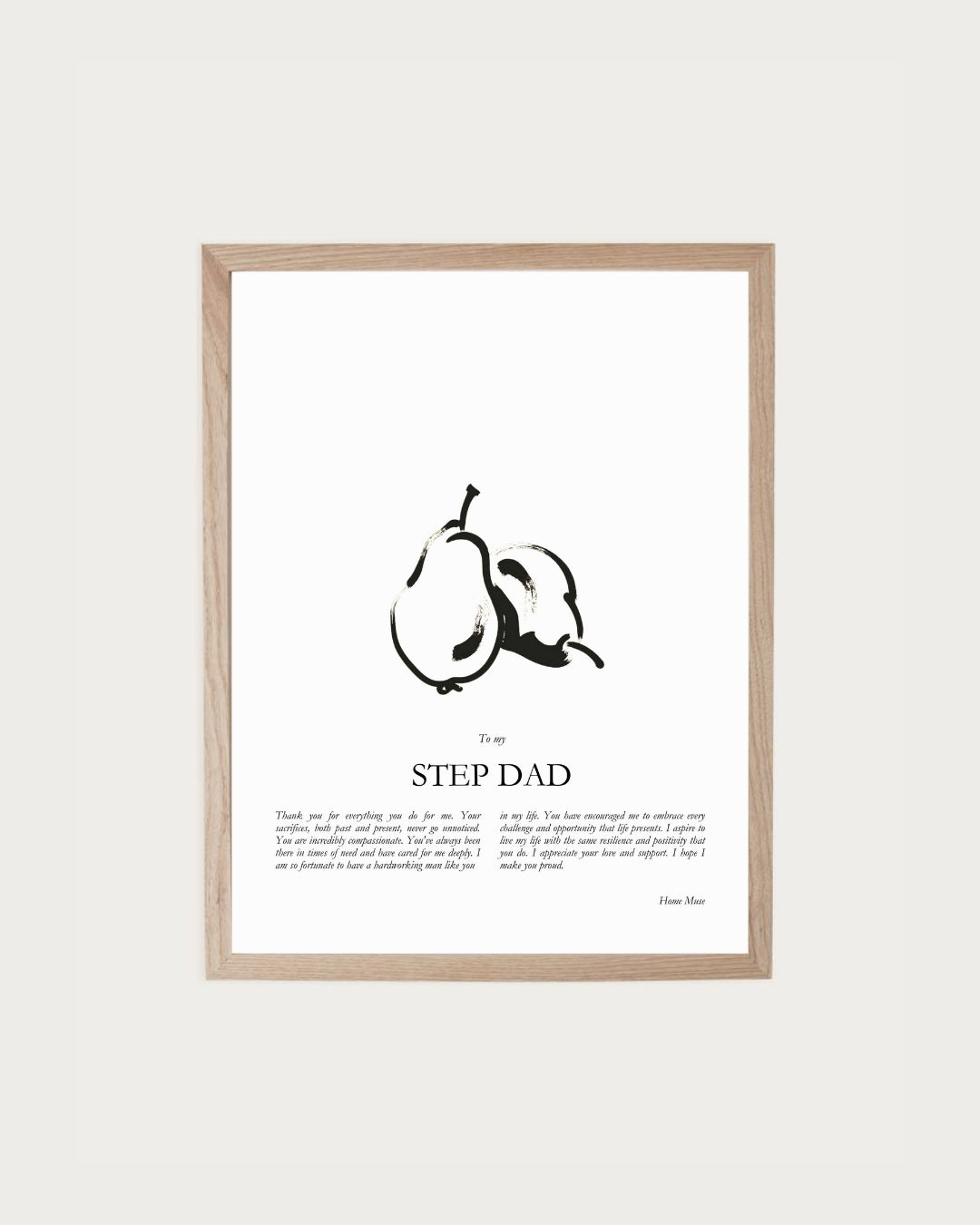 Step Dad — framed poetry print with line art by A Home Muse