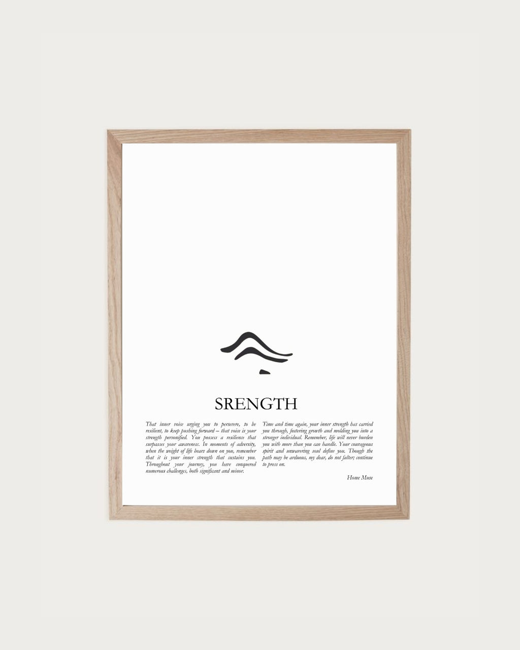 Strength — framed poetry print with line art by A Home Muse
