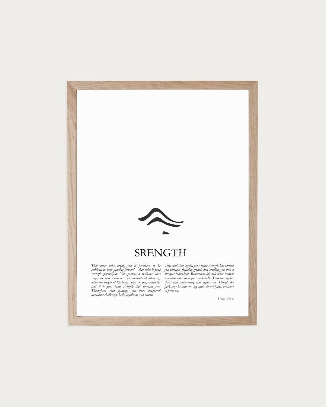 Strength — framed poetry print with line art by A Home Muse