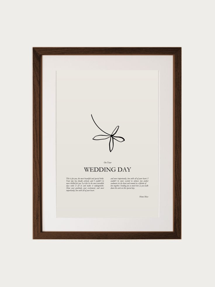 Wedding Day print in walnut frame
