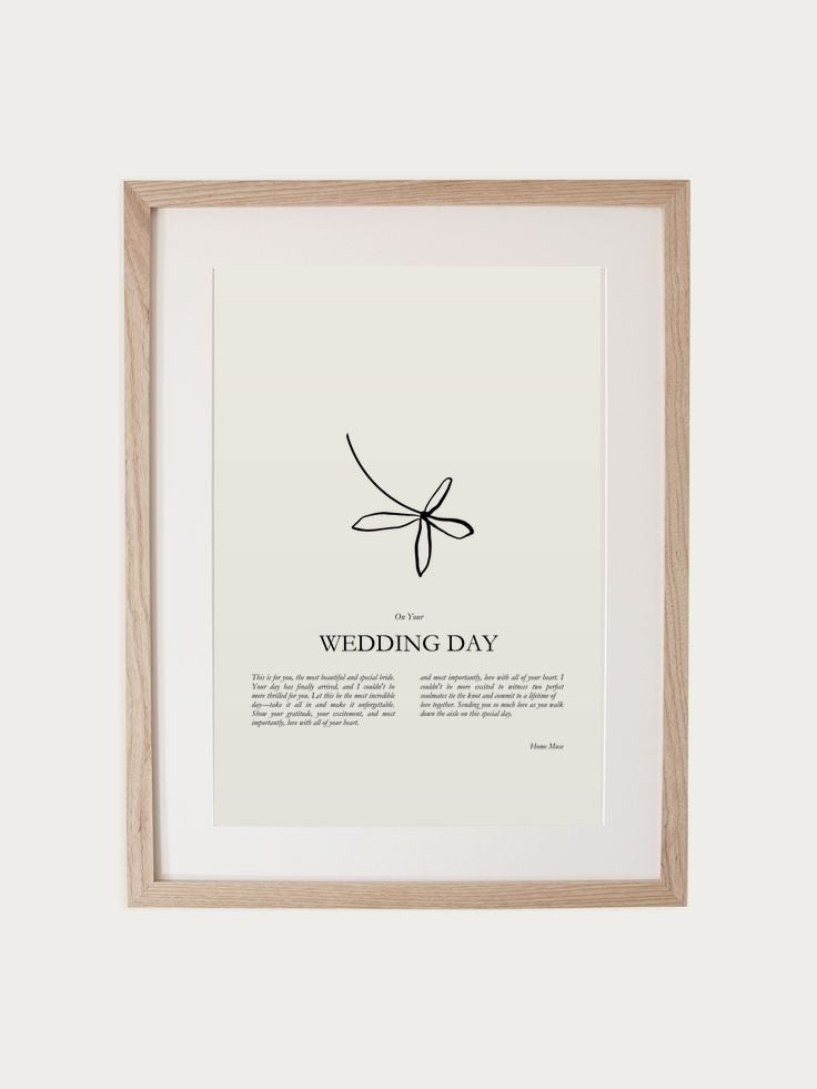 Wedding Day print in oak frame
